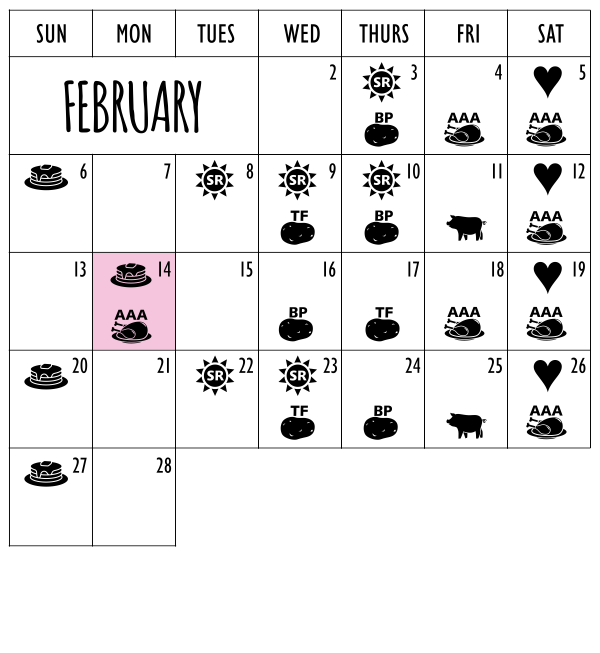 February 2022 On A First Name Basis Cow Patti Calendar of events